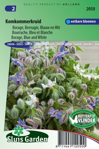 Borage zaden blauw en wit