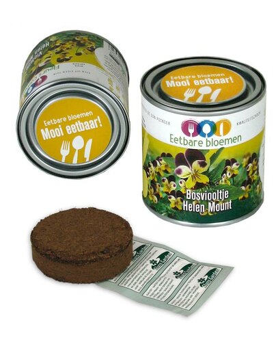 Eetbare bloemen in blik Bosviooltje Helen Mount