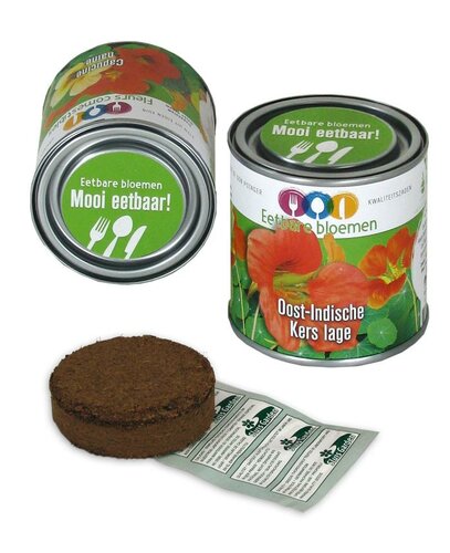 Eetbare bloemen in blik Oost-Indische Kers