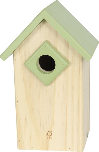 Mezenkast hout puntdak licht groen