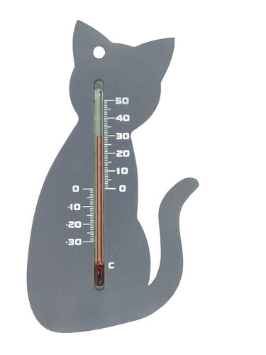 Nature Muurthermometer grijs kat - afbeelding 1