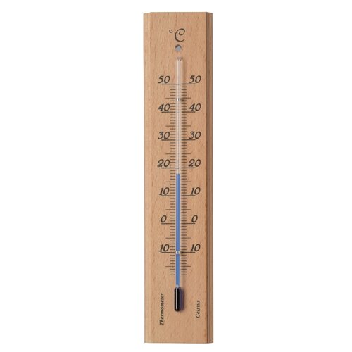 Nature muurthermometer hout 19cm - afbeelding 1