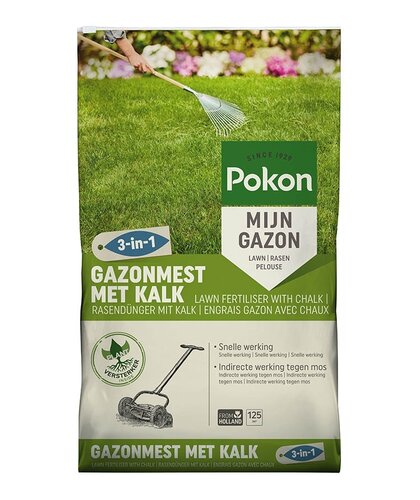 Pokon gazonmest met kalk 3-in-1 125 m2