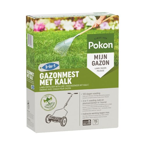 Pokon gazonmest met kalk 3-in-1 15 m2
