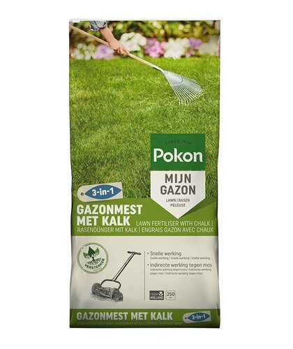 Pokon gazonmest met kalk 3-in-1 250 m2