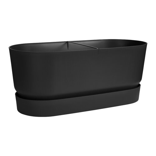 Elho greenville terrace trough 60 wheels living black - afbeelding 1